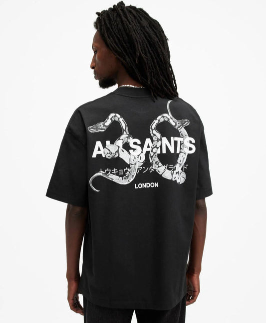 AllSaints Oversized Graphic Snake Tee – Edgy Streetwear with a London Edge