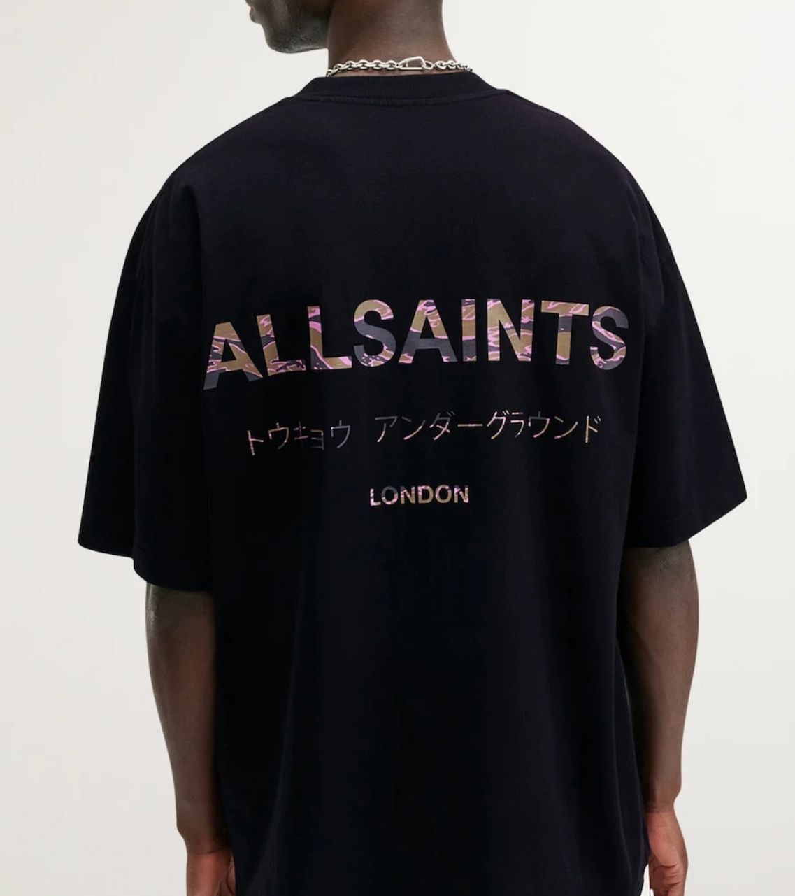 AllSaints Iridescent Logo Tee – Tokyo Underground Inspired Streetwear