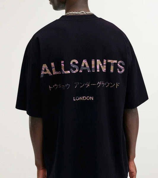 AllSaints Iridescent Logo Tee – Tokyo Underground Inspired Streetwear