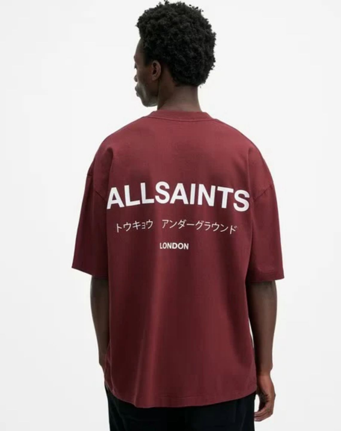 AllSaints Maroon Tokyo Logo Tee – Urban Edge in a Rich Hue