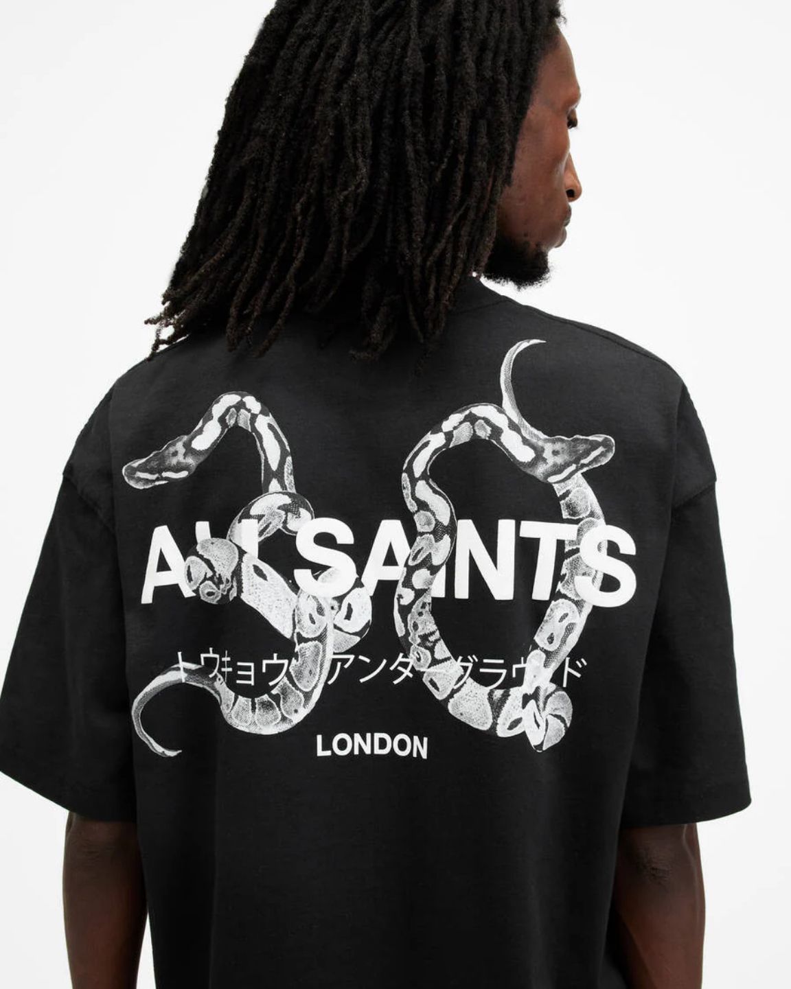 AllSaints Oversized Graphic Snake Tee – Edgy Streetwear with a London Edge